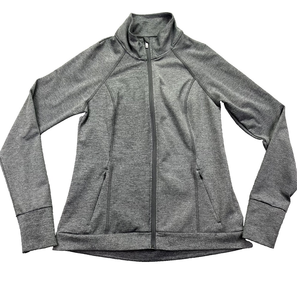Women's All in Motion Femme Knit Jacket Charcoal Heathered zip front Size Mโ